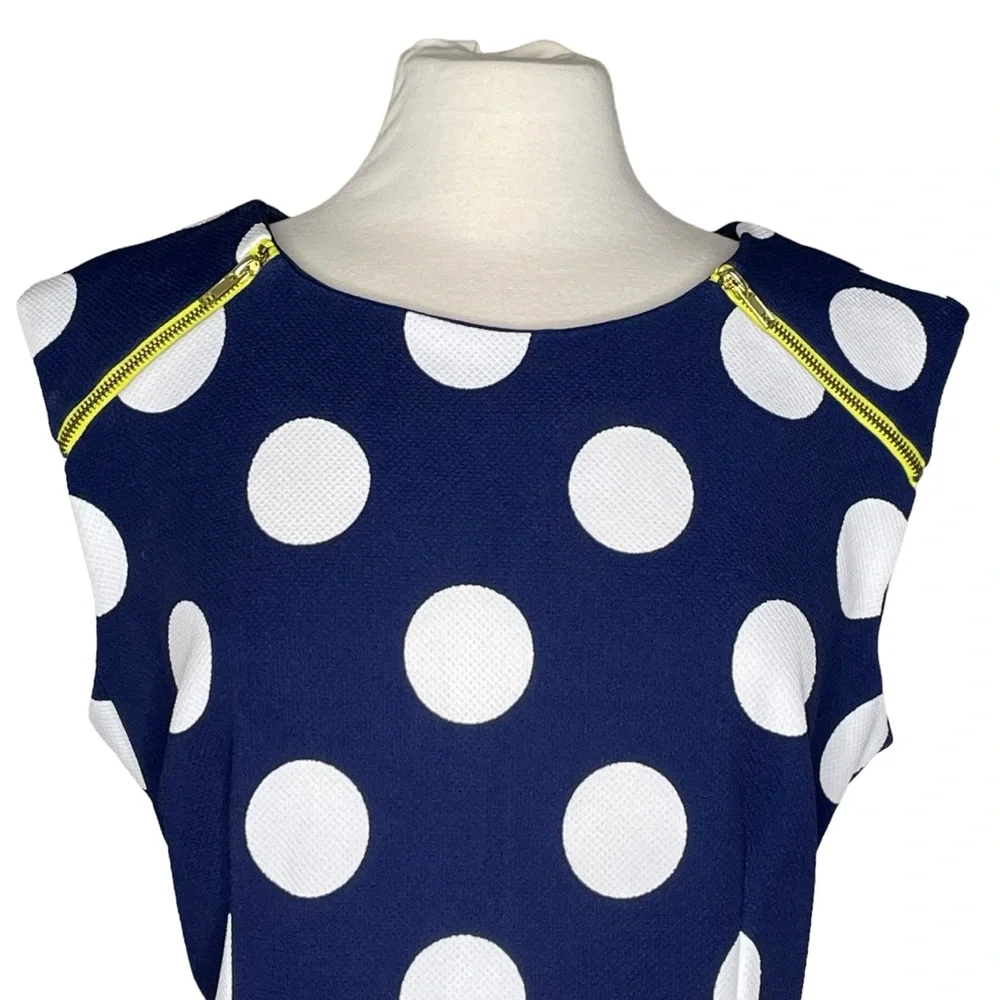 Karin Stevens 16 polka dot dress blue white yellow